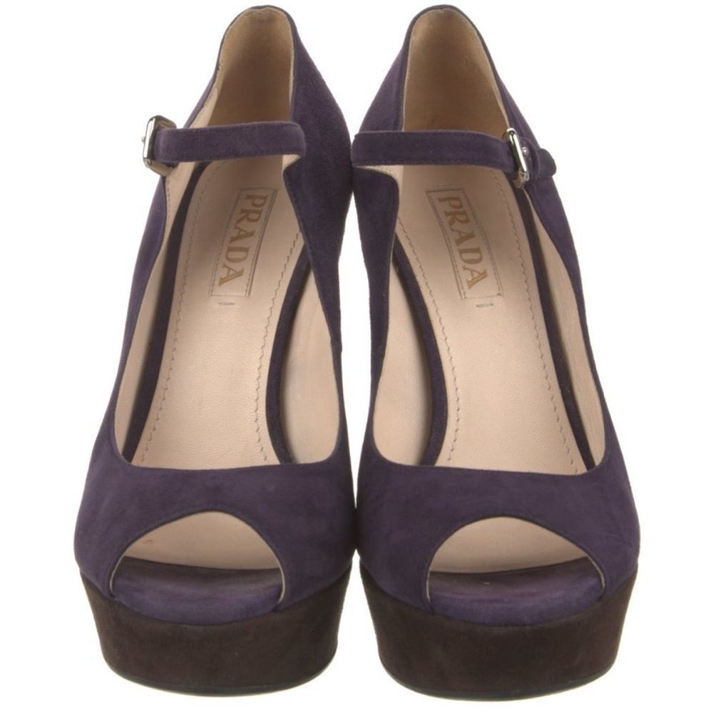 Purple Wedge Heel Mary Jane Shoes - Picture 2 of 10